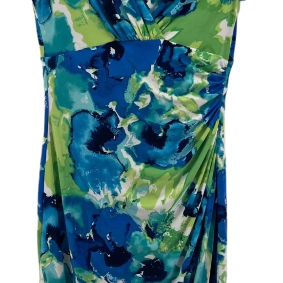 Ralph Lauren LRL Dress Womens Size 4Green Floral Stretch Surplice SheathCorpcore - Picture 3 of 11